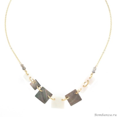 Колье Nature Bijoux, Capablanca, с перламутром и лабрадоритом, NB24.2-15-43351 серый