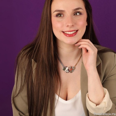 Колье TARATATA, Living room, со смолой, бусинами и блестками, TT-H24-05119-10M серебристый Колье TARATATA, Living room, со смолой, бусинами и блестками, TT-H24-05119-10M серебристый