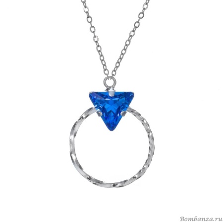 Колье Catherine Bijoux, The three sides of the triangle, с кристаллом, CB25.1-5307AS синий