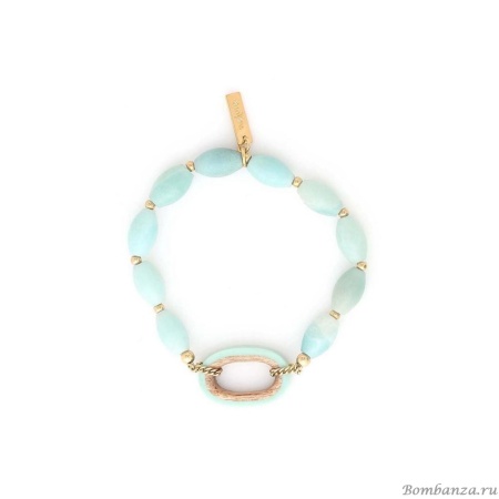 Браслет Nature Bijoux, Mississippi, стрейч, с амазонитом, деревом, эмалью, NB25.1-13-44060 бирюзовый