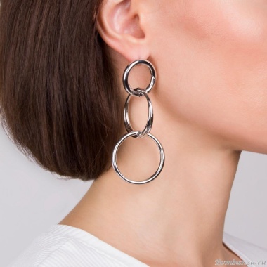 Серьги Moon Paris, Ringo, с подвесками-кольцами, MR-21.11-271 серебристый Серьги Moon Paris, Ringo, с подвесками-кольцами, MR-21.11-271 серебристый
