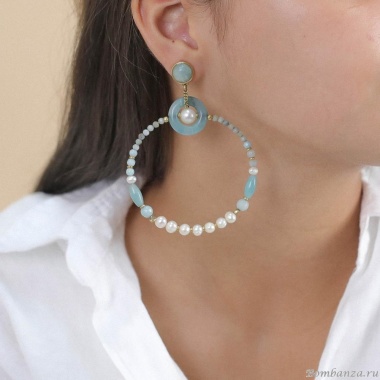 Серьги Nature Bijoux, Honolulu, с амазонитом и жемчугом, NB24.1-12-79300 голубой Серьги Nature Bijoux, Honolulu, с амазонитом и жемчугом, NB24.1-12-79300 голубой