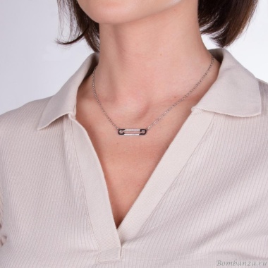 Колье Moon Paris, Ikita, с булавкой в обрамлении кристаллов, MIK-22.03-001 серебристый Колье Moon Paris, Ikita, с булавкой в обрамлении кристаллов, MIK-22.03-001 серебристый