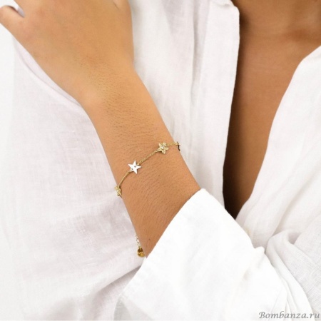 Браслет Franck Herval, Estrella, перламутр, кристаллы Swarovski, FH24.1-13-72591 золотистый