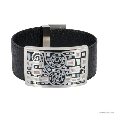 Браслет Fiore Luna, на кожаном черном ремешке, CB01319-7 BW/S Браслет Fiore Luna, на кожаном черном ремешке, CB01319-7 BW/S
