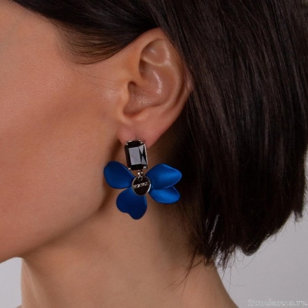 Серьги Nuance, цветы с кристаллами, NFN-23.12-068 синий