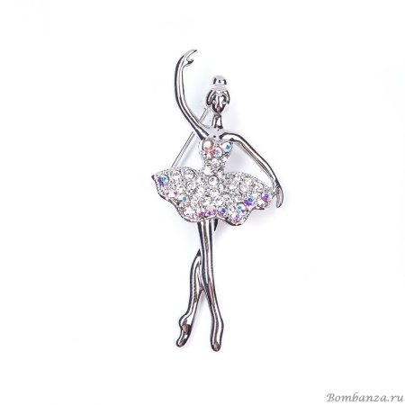 Брошь Moon Paris, Nord, балерина, с кристаллами, MoS-22.03-019 серебристый