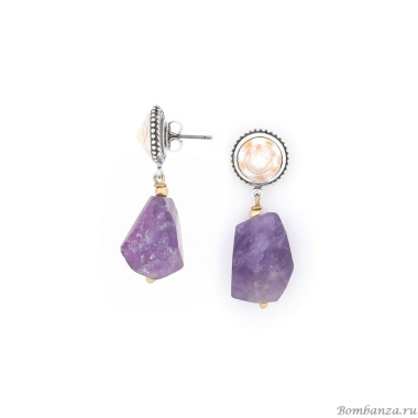 Серьги Nature Bijoux, St.Barth, с аметистом и ракушкой, NB24.2-12-79532 фиолетовый Серьги Nature Bijoux, St.Barth, с аметистом и ракушкой, NB24.2-12-79532 фиолетовый