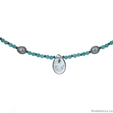 Колье Lanzerotti, Ispirazione, амазонит, жемчуг, пренит, LZ-24.10-383 бирюзовый