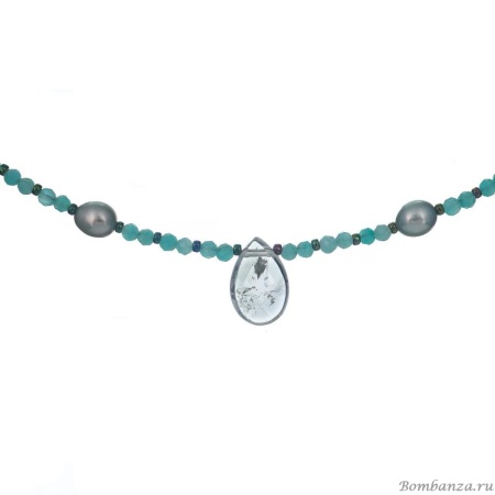 Колье Lanzerotti, Ispirazione, амазонит, жемчуг, пренит, LZ-24.10-383 бирюзовый