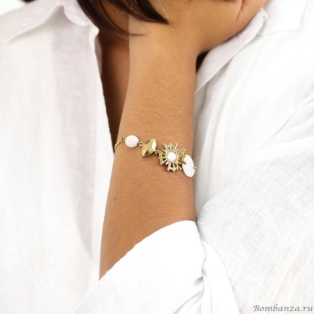 Браслет Franck Herval, Ellen, кристалл Swarovski, перламутр, кальцит, FH24.1-13-72550 золотистый