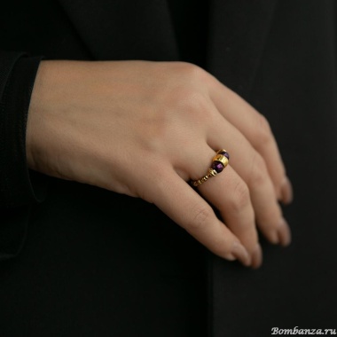 Кольцо Lanzerotti, Elisir, стрейч, жемчуг, гематит, кристалл, LZ-25.10-334 золотистый