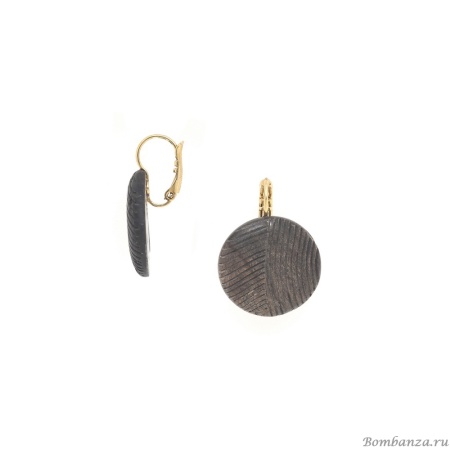 Серьги Nature Bijoux, Eclipse, со вставкой из эбенового дерева, NB25.2-12-90252 серый