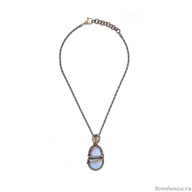 Колье Alcozer&J, с агатом, AL2502-C88FG24 голубой
