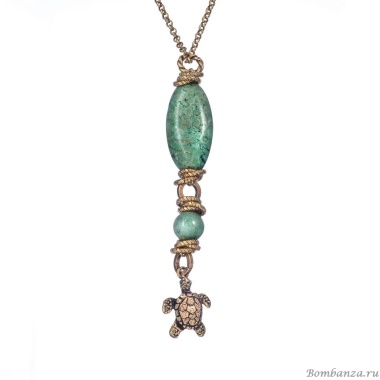 Колье Alcozer&J, с бирюзой и изумрудом, AL-C68DO25-R зеленый