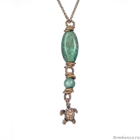 Колье Alcozer&J, с бирюзой и изумрудом, AL-C68DO25-R зеленый