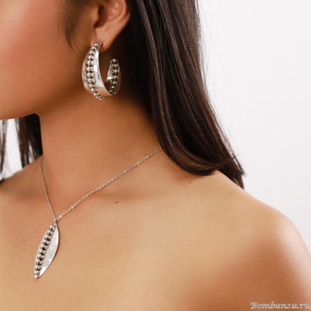 Серьги Ori Tao, Maasai, полукольца, с металлическими бусинами, OT23.2-12-30814 серебристый Серьги Ori Tao, Maasai, полукольца, с металлическими бусинами, OT23.2-12-30814 серебристый