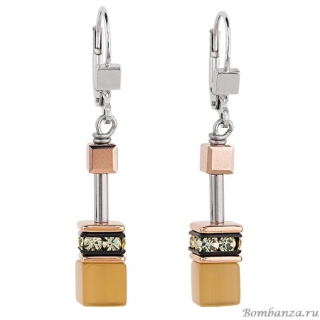 Серьги Coeur de Lion GeoCUBE Light olive, 4016/20-0920. Германия