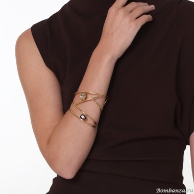 Браслет Katerina Vassou, Zada, кафф, с кристаллами, KV23-307065G красный Браслет Katerina Vassou, Zada, кафф, с кристаллами, KV23-307065G красный