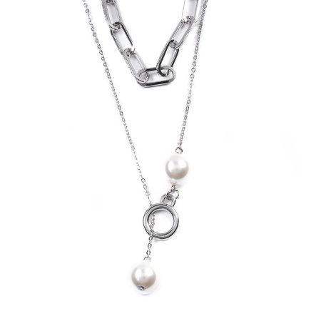 Колье Moon Paris, Ringo, комплект из двух цепей, с жемчугом, MR-22.04-111 серебристый