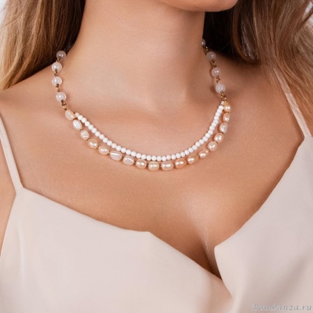 Колье Lanzerotti, Pesca, кварц, раковина, жемчуг, LZ-24.05-246 розовый