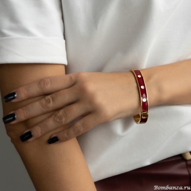 Браслет Francesca Bianchi, кафф, с эмалью, FB25.2-46A красный, 6см