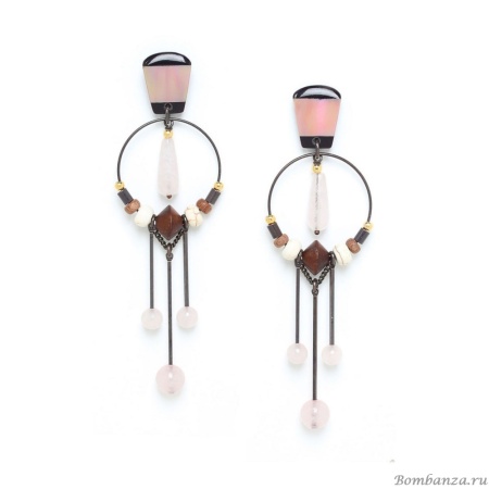 Серьги Nature Bijoux, Choco rose, перламутр,говлит,железное и роз.дерево, NB22.1-12-77200 коричневый