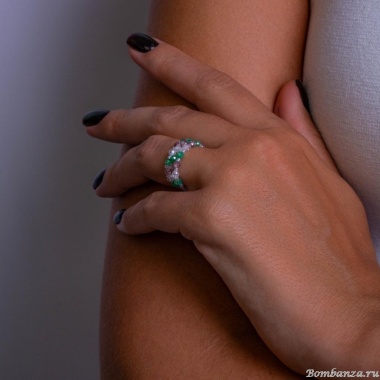 Кольцо Lanzerotti, Ispirazione, цирконий, японский бисер, LZ-24.10-373 зеленый