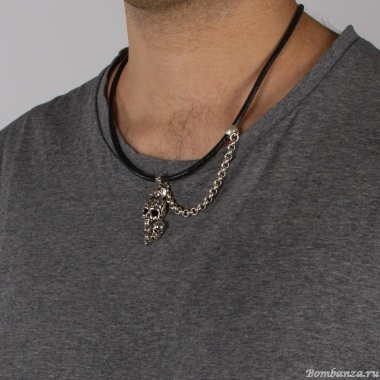 Колье Tra-la-ra, Tatoo, с подвеской-черепами и кристаллами, TLR24-522P204 черный