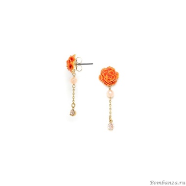 Серьги Franck Herval, Clea, цветок, жемчуг,кристалл Swarovski, эмаль, FH23.2-12-68194 оранжевый