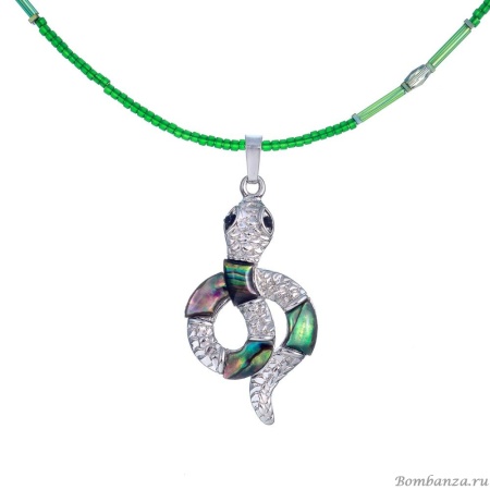 Колье Lanzerotti, Verde, жад, кристаллы, змея с гелиотисом, LZ-24.12-564 зеленый