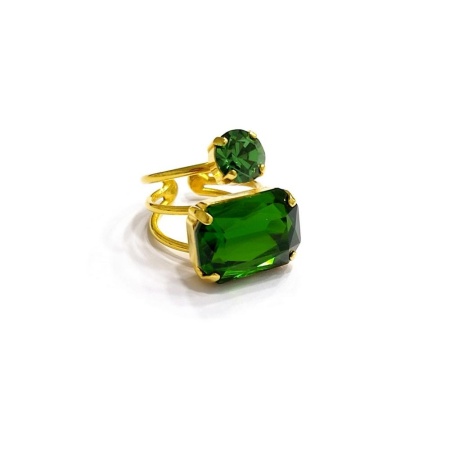 Кольцо Catherine Bijoux, Crystal diva, разъемное, с кристаллами, CB25.1-5282DG зеленый