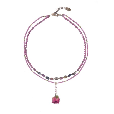 Колье Lanzerotti, Alhambra, турмалин, шпинель, гематит, бутон розы, LZ-25.04-109 розовый