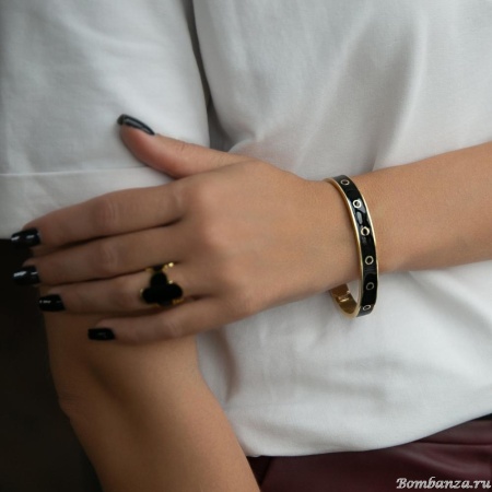 Браслет Francesca Bianchi, кафф, с эмалью, FB25.2-46A черный, 7см