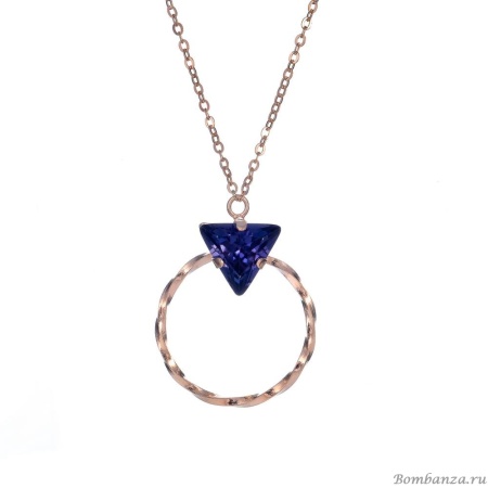 Колье Catherine Bijoux, The three sides of the triangle, с кристаллом, CB25.1-5307AGP фиолетовый