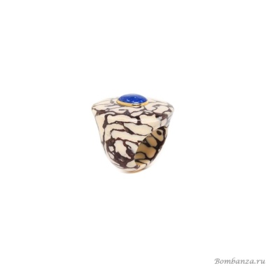 Кольцо Nature Bijoux, Camouflage, с термитником в смоле и лазуритом, NB23.2-19-25053 бежевый, 19,5
