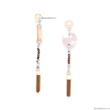 Серьги Nature Bijoux, Terre Douce, жемч.,раковина,перламутр,кокос,тигр.глаз, NB21.1-12-75383 бежевый