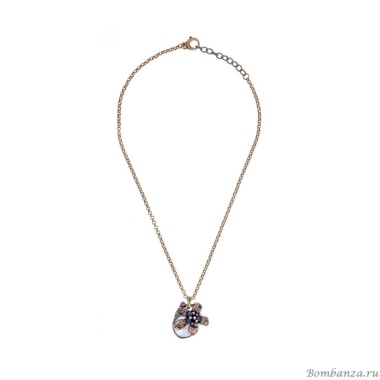 Колье Alcozer&J, жемчуг, рубин, изумруд, Swarovski, AL2502-C68NC24 золотистый