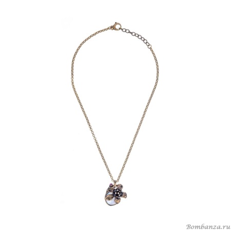 Колье Alcozer&J, жемчуг, рубин, изумруд, Swarovski, AL2502-C68NC24 золотистый