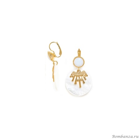 Серьги Franck Herval, Ellen, с кристаллом Swarovski и перламутром, FH24.1-12-68505 белый