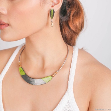 Серьги Nature Bijoux, Mambe, перламутр, волокна абаки в смоле, яшма, NB21.1-12-75175 коричневый