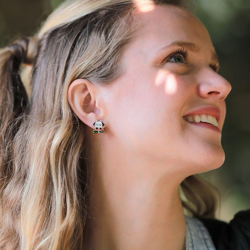 Пуссеты Taratata, Marguerite, серебристые, с цветной эмалью и текстилем