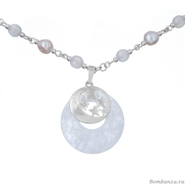 Колье Lanzerotti, Splendore, с жемчугом, жадом и кварцем, LZ-24.08-326 серебристый
