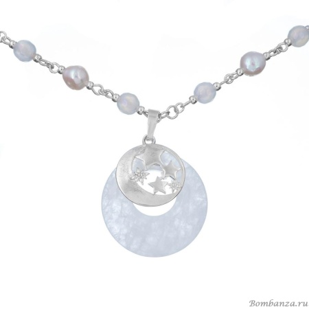 Колье Lanzerotti, Splendore, с жемчугом, жадом и кварцем, LZ-24.08-326 серебристый