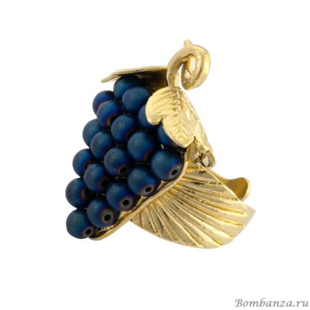 Кольцо Taratata, Sante bonheur, разъемное, со стеклянными бусинами, TT-H20-13426-204 (синий)