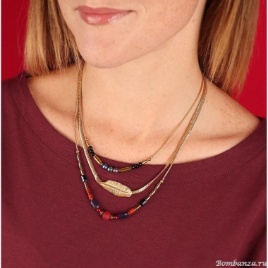 Колье TARATATA, Grenat, стеклянные, нефритовые бусины, агат, TT-W24-04107-20M золотистый Колье TARATATA, Grenat, стеклянные, нефритовые бусины, агат, TT-W24-04107-20M золотистый