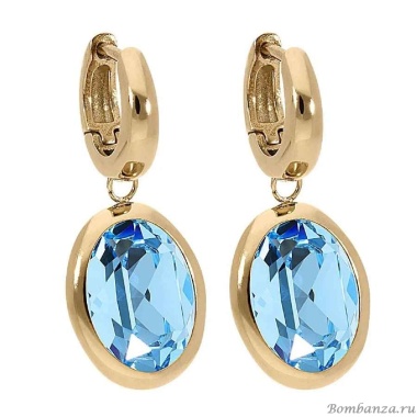 Серьги Qudo, Creole TIVOLA small G aquamarine, 310516 BL/G Серьги Qudo, Creole TIVOLA small G aquamarine, 310516 BL/G