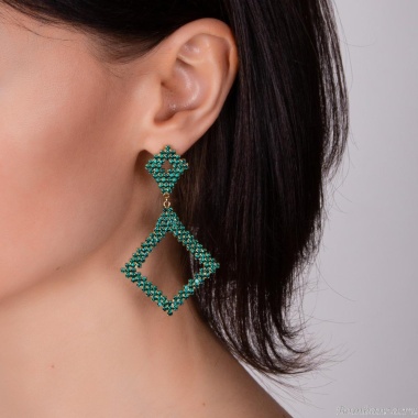 Серьги Moon Paris, Lorian, с кристаллами, ML-23.03-048 зеленый Серьги Moon Paris, Lorian, с кристаллами, ML-23.03-048 зеленый