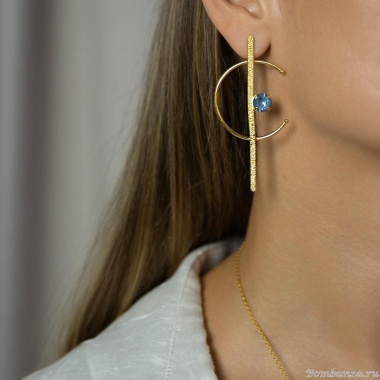 Серьги Catherine Bijoux, Half moon, с кристаллом, CB25.1-5357FG голубой