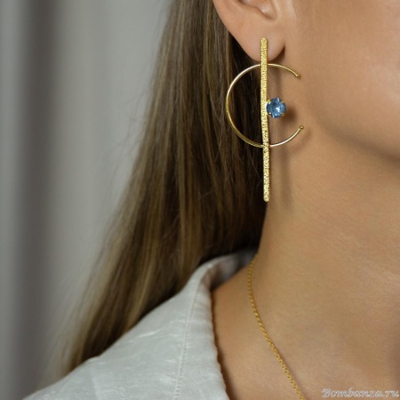 Серьги Catherine Bijoux, Half moon, с кристаллом, CB25.1-5357FG голубой